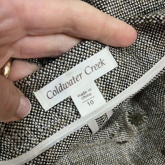 Coldwater Creek Blazer Jacket size 10 Brown Gold Tweed Career Professional - Picture 14 of 14